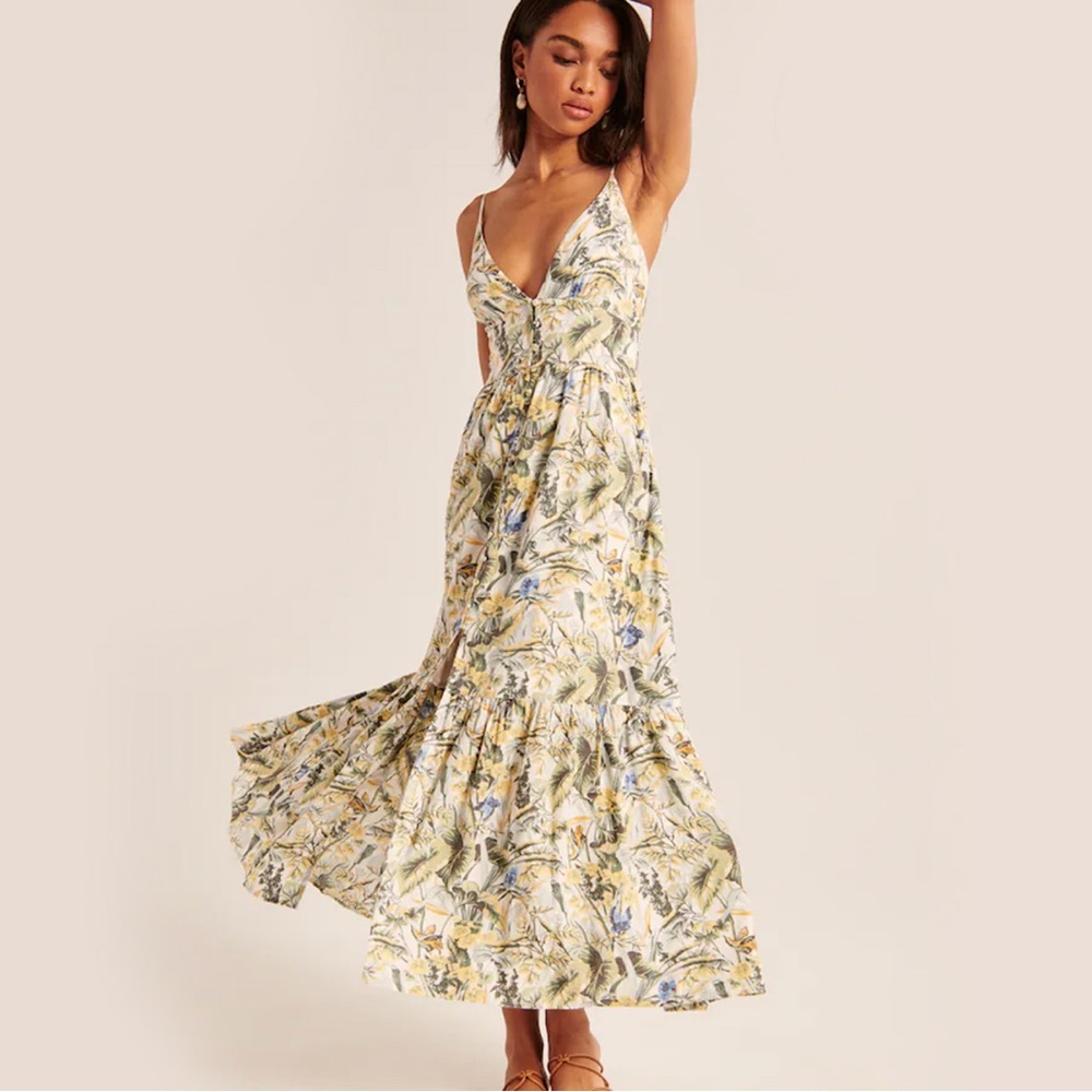 Abercrombie & Fitch Patterned Button Through Maxi Dress - XL - NWT